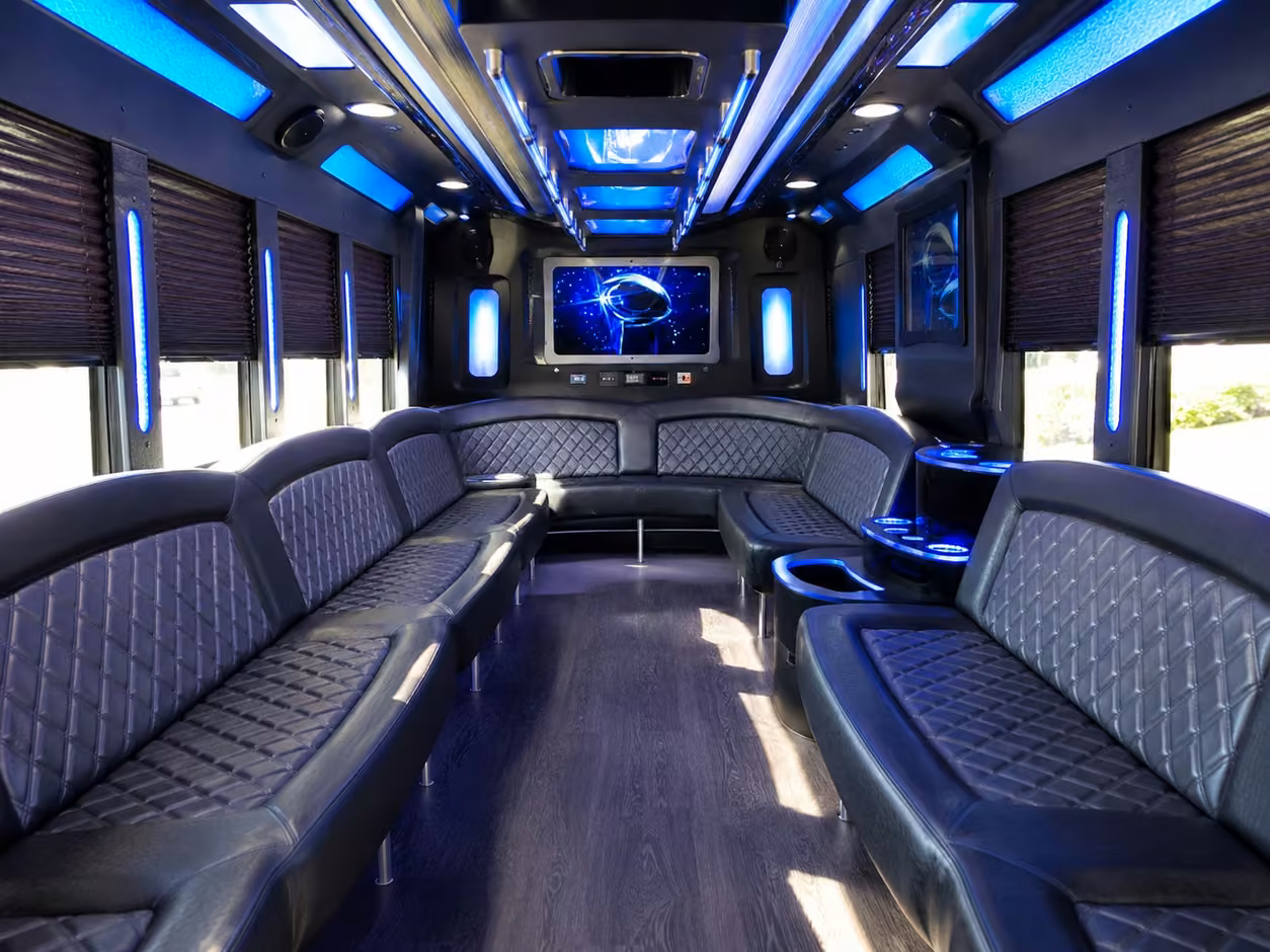 20 passenger party bus interior
