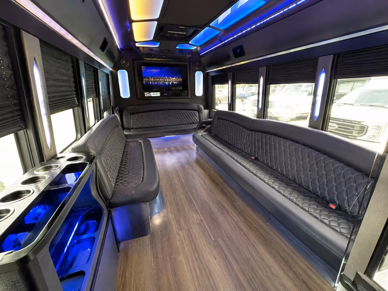 25 passenger party bus inside