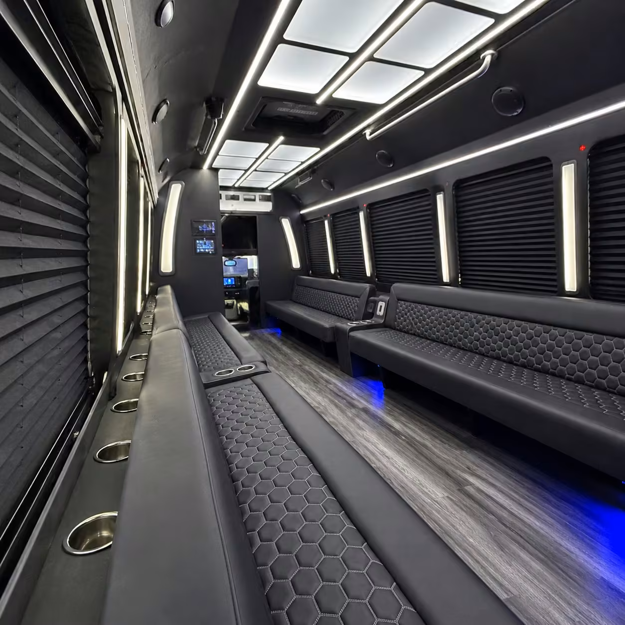 28 passenger party bus inside