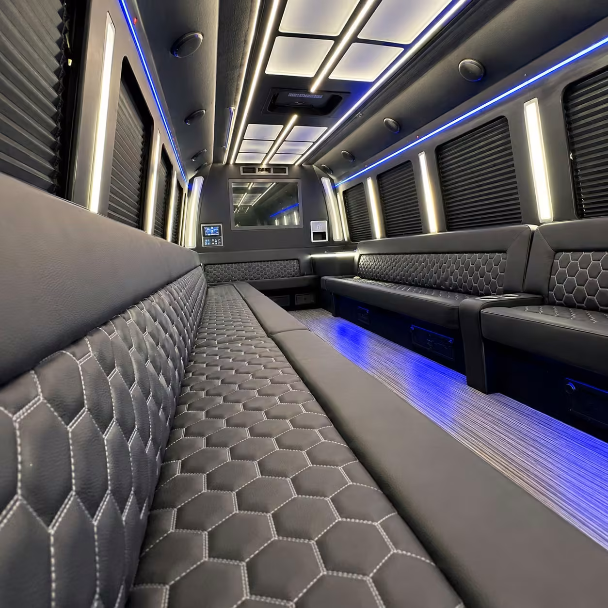 30 passenger party bus inside